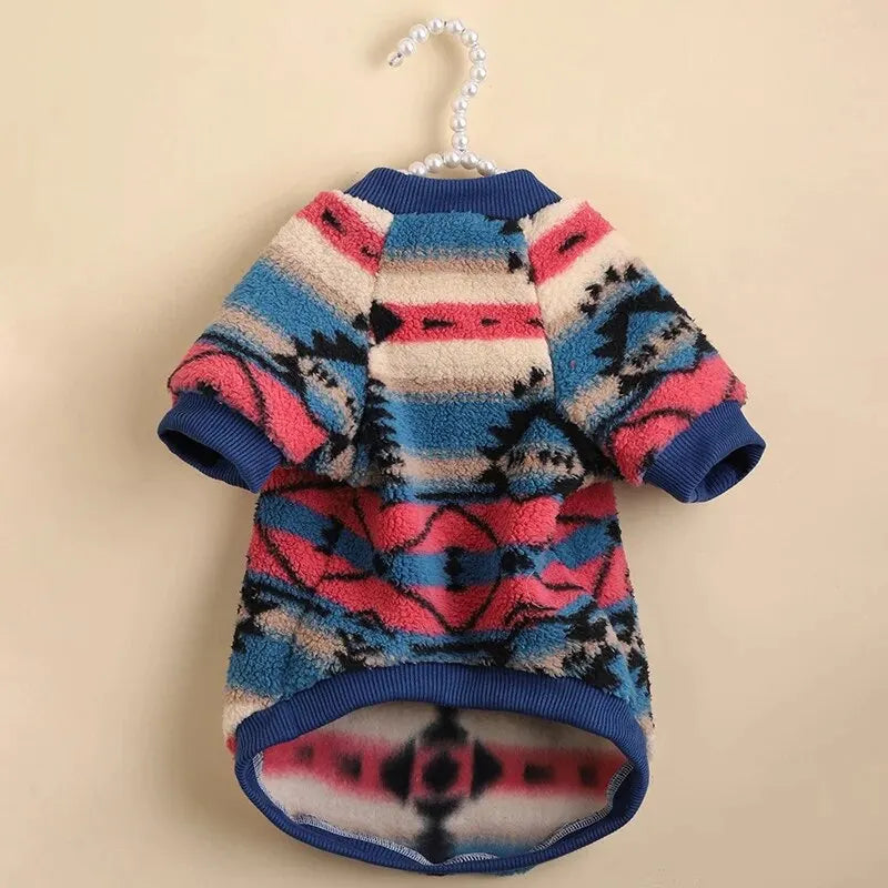 Vestiti Autumn and Winter Cat and Dog Clothes Cute Striped Plush Polyester Sweatshirt Pet Clothes Durable Stain-resistant Pet Sweats