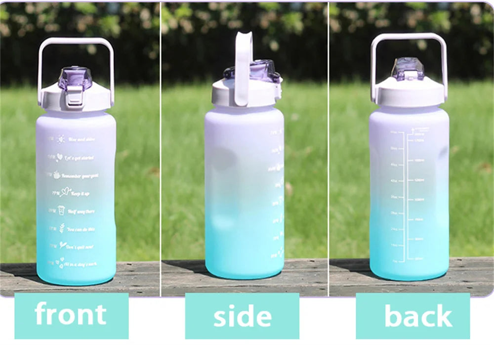 Water Bottle 2 Liter Stay Hydrated Motivated Leakproof Plastic Sport Bottle Reminder Times Sports Outdoor Fitness Office Indoor