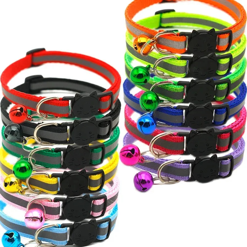 10Pcs Wholesale Collars for Cat Collar With Bell Adjustable Necklace Cat Puppy kitten Collar  Pet Cats Collar