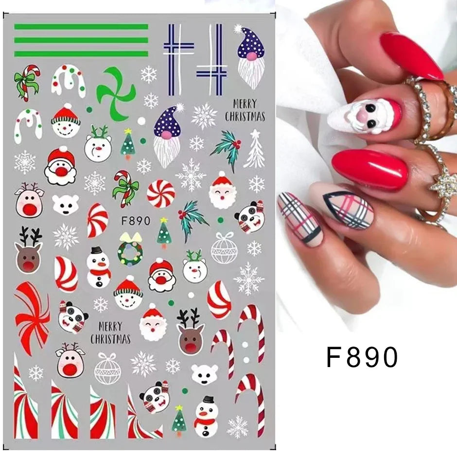 Winter Christmas Nail Sticker Snowflake Magpie Bird 3D Slider Leaf Halloween New Year Design Decoration Manicure 2023 Trend Foil