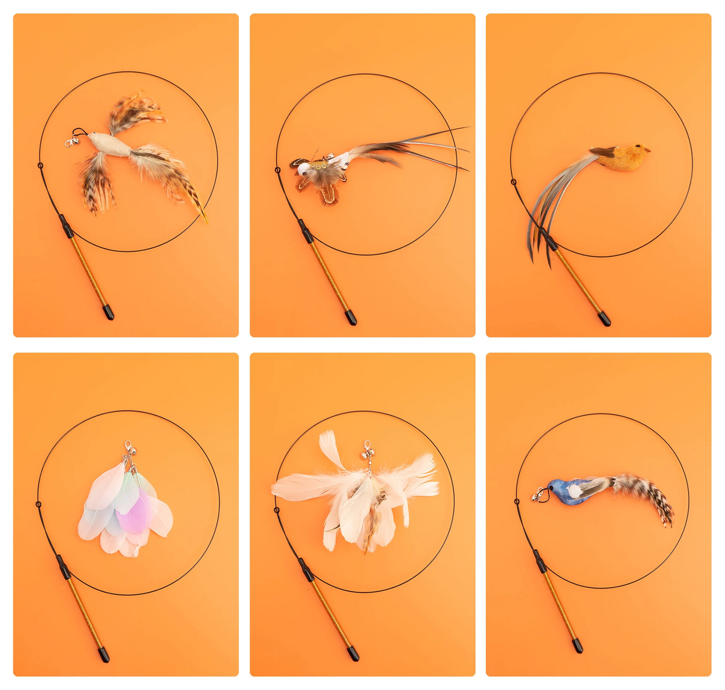 Simulation Bird Interactive Cat Toys Funny Feather Bird with Bell Cat Stick Toy for Kitten Playing Teaser Wand Toys Cat Supplies