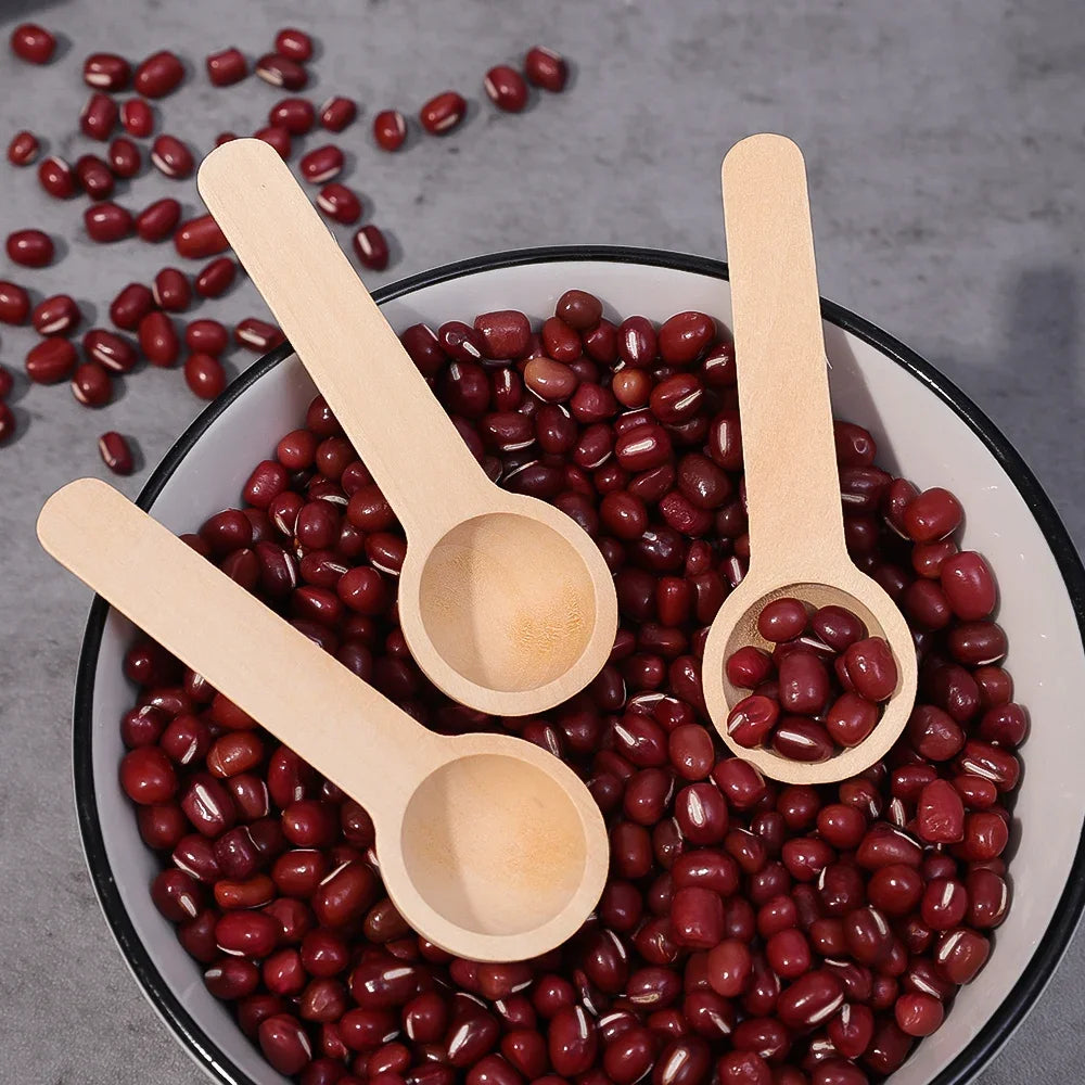 Mini Wooden Spoons Seasoning Honey Coffee Cooking Coffee Bean Salt Spice Jars Wooden Measuring Spoons Kitchen Short Handle Scoop