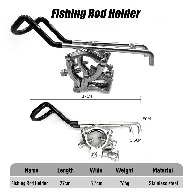 Supporti LEYDUN Boat Fishing Rod Holder Stainless Steel Heavy Duty Rod Holder for Canoe Kayak Boat Metal Pole Mount Support for Sea