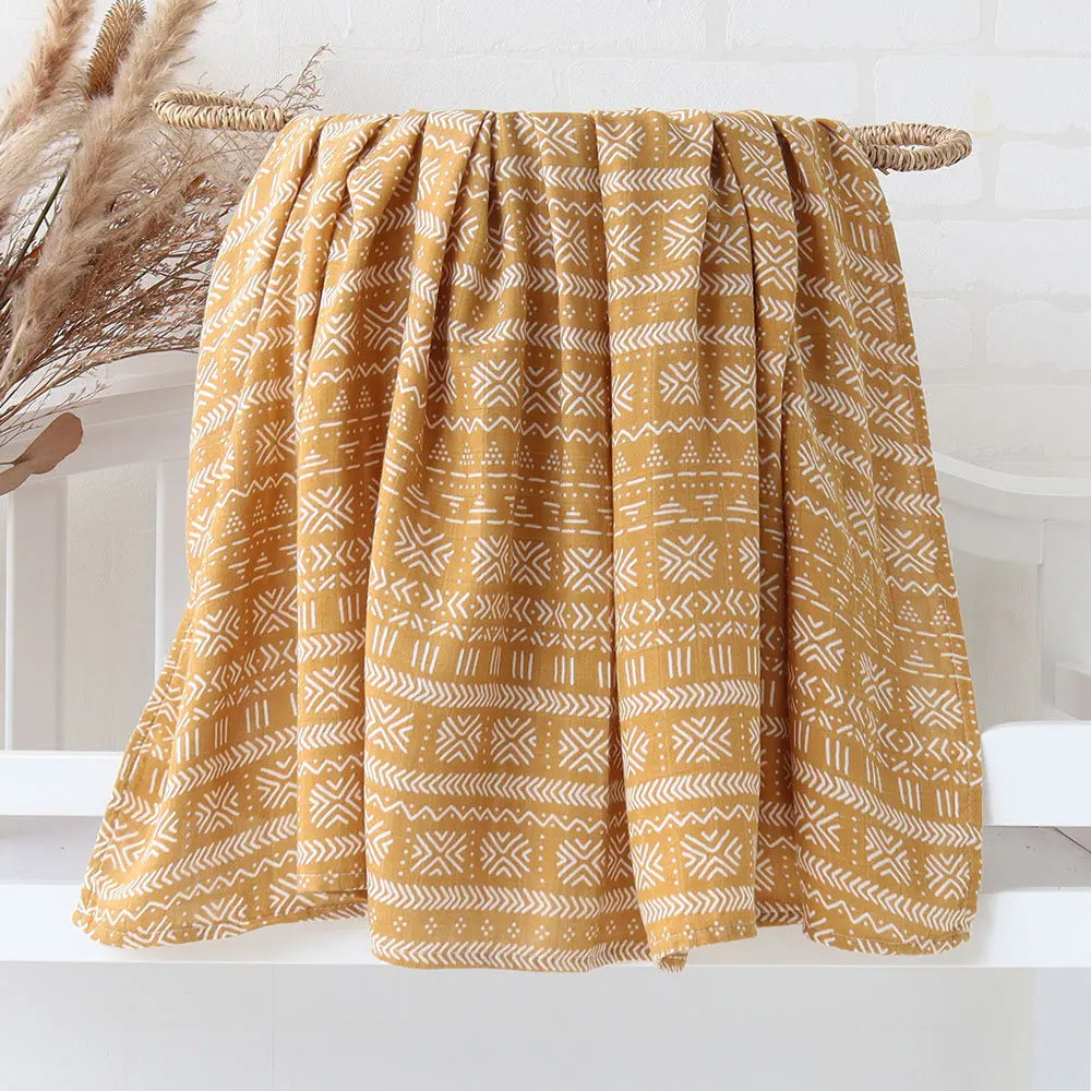 Teddy Bear Muslin Swaddle Baby Blanket Super Soft 70% Bamboo 30% Organic Cotton 2 Layers Infant Baby Swaddle Wrap Blanket
