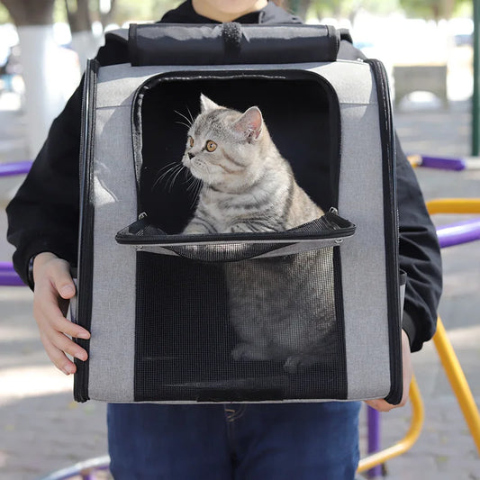 Trasportini Pet Cat Backpacks Breathable Outdoor Cat Carrier Shoulder Bag for Small Dogs Cats Portable Travel Folding Backpack Pet Supplies