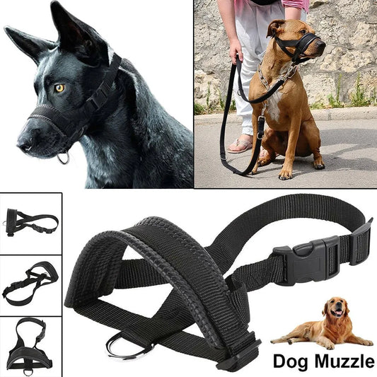 Pet Mask with Dog Mouth Cover for Bite and Noise Prevention Adjustable Nylon Collar