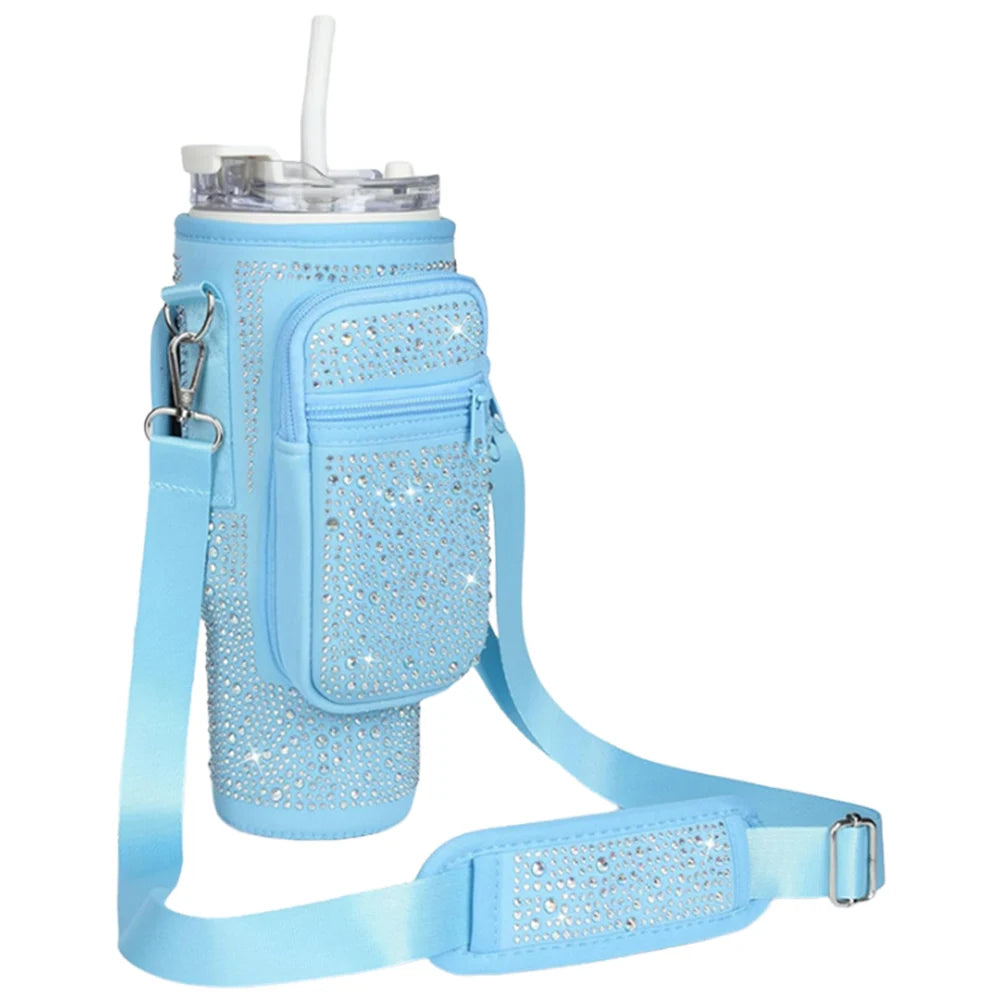 Water Bottle Case Cover Bag With Adjustable Shoulder Strap For Stanley Quencher Cup Sleeve Neoprene Bottle Holder Pouch