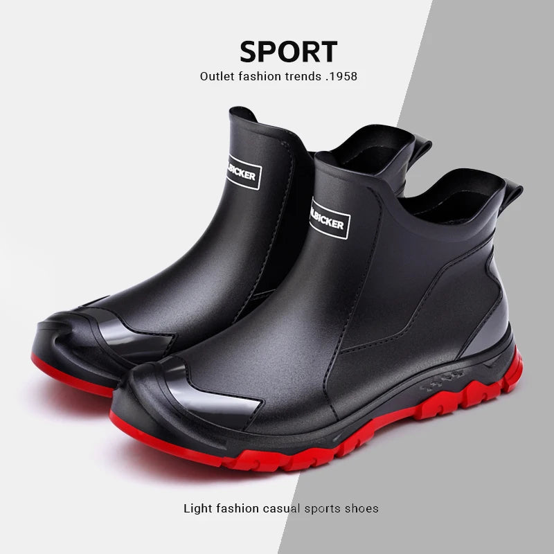 Stivali New Outdoor Non-slip Light Shoes Men Rain Boots Waterproof Rubber Fishing Shoes Durable Waterproof Rubber Fishing Shoes