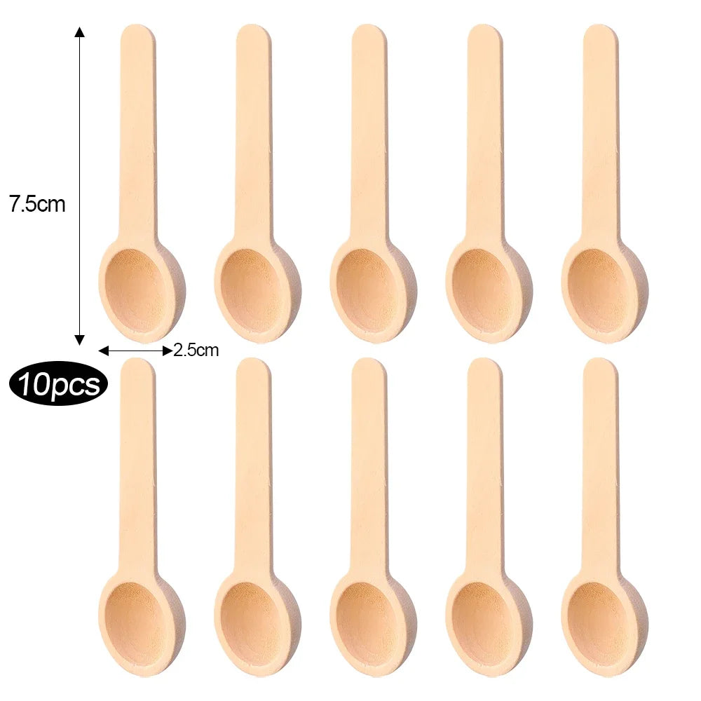 Mini Wooden Spoons Seasoning Honey Coffee Cooking Coffee Bean Salt Spice Jars Wooden Measuring Spoons Kitchen Short Handle Scoop
