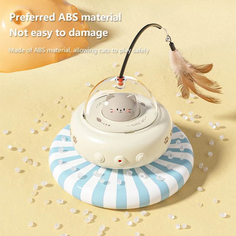 Smart Teaser Cat Toy Electric UFO Cat Teaser Stick With Bell Training Pet Toys Replaceable Feather Interactive Cat Supplies