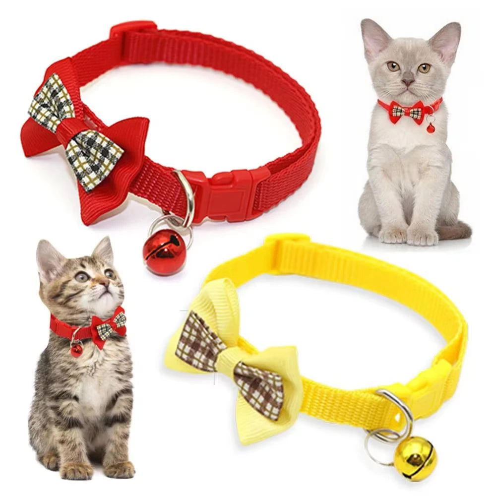 1PC Cute Dog Collar Bow Adjustable Bow Tie Beautiful Collar With Bell For Cats Rabbits And Puppies Pet Supplies Dog Accessories