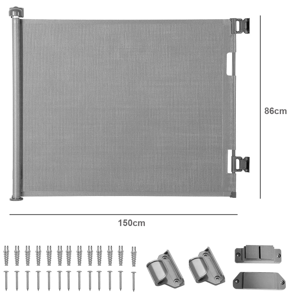[UK Stock] Dog Fences Pet Dog Barrier Fences Stair Gates for Dogs, Retractable Stair Gate Portable Baby Safety Gate for Child