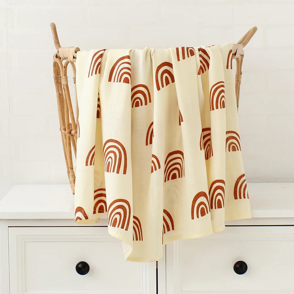 Teddy Bear Muslin Swaddle Baby Blanket Super Soft 70% Bamboo 30% Organic Cotton 2 Layers Infant Baby Swaddle Wrap Blanket
