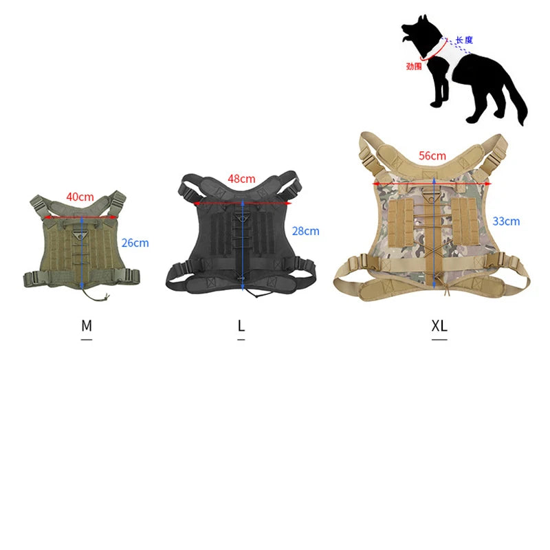 Tactical Dog Harness Military Pet German Shepherd  Pet Training Vest Dog Harness and Leash Set for Small Medium Large Dogs