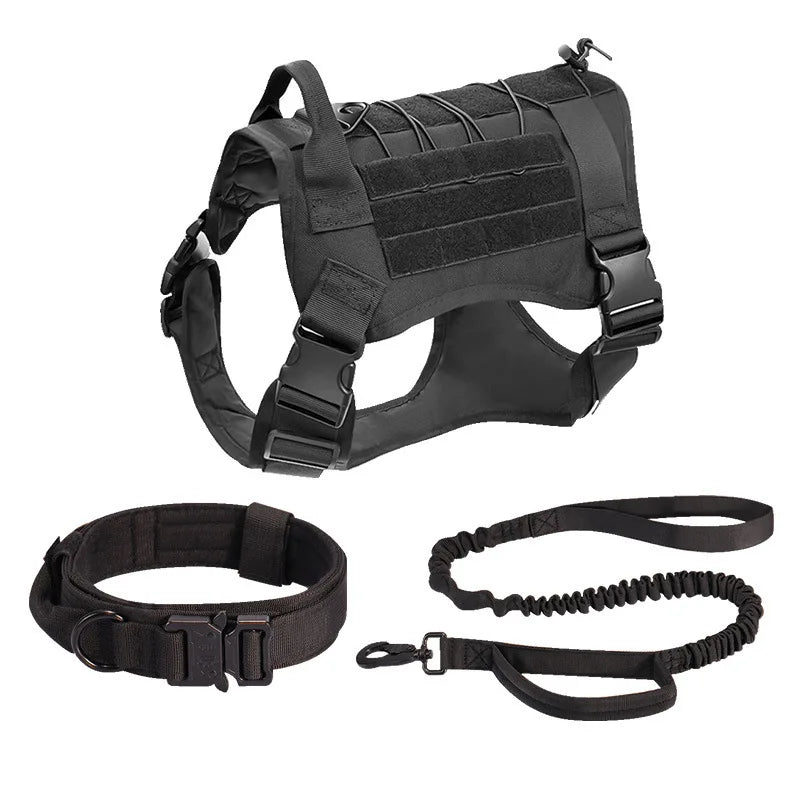 Tactical Dog Harness Military Pet German Shepherd  Pet Training Vest Dog Harness and Leash Set for Small Medium Large Dogs
