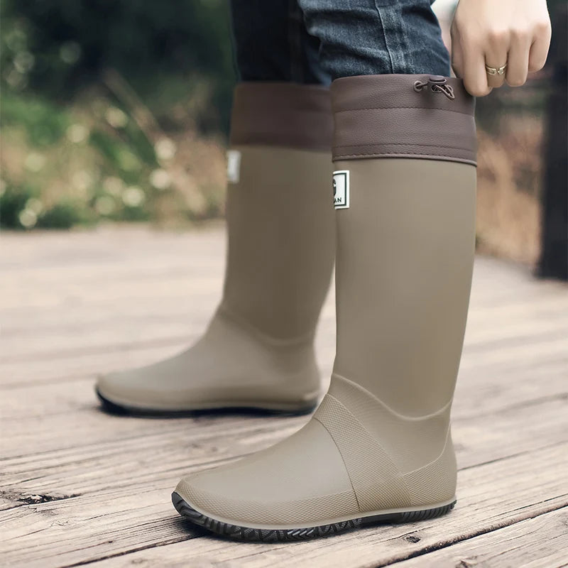 Stivali Rain Boots for Men, Fashionable High-Top Rain Boots for Outer Wear, Long-Tube Waterproof and Non-Slip Couple Style Outdoor Fishing Boots