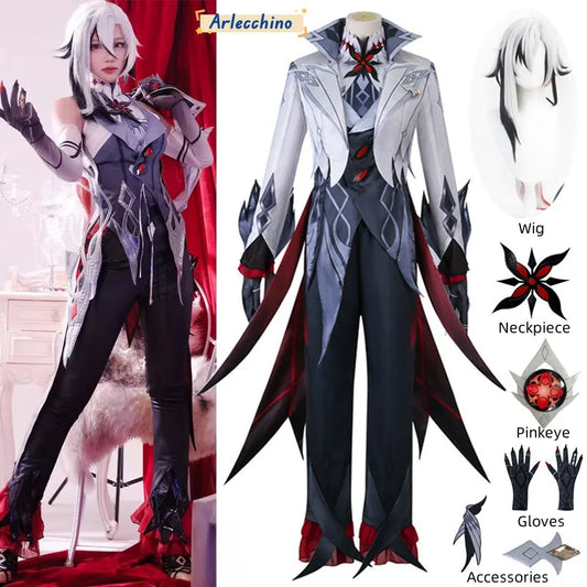 90-Costume Cosplay Arlecchino Fatui Harbinger Genshin Impact Donna