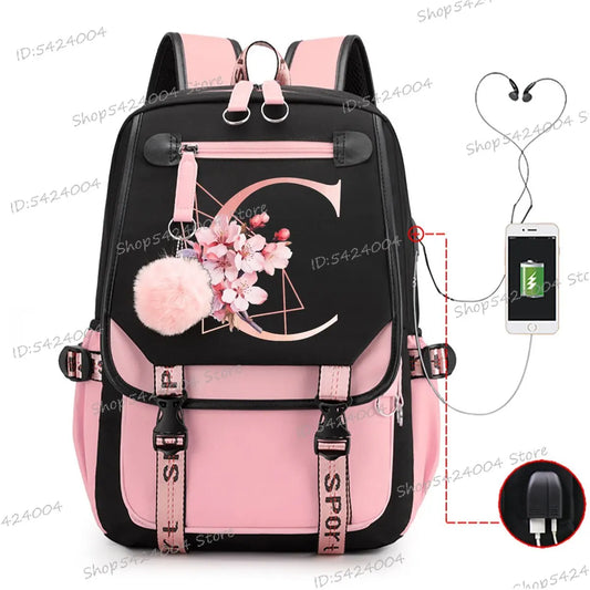 01-Zaino scolastico Rosa Sakura, grande capacità, stile fumetto