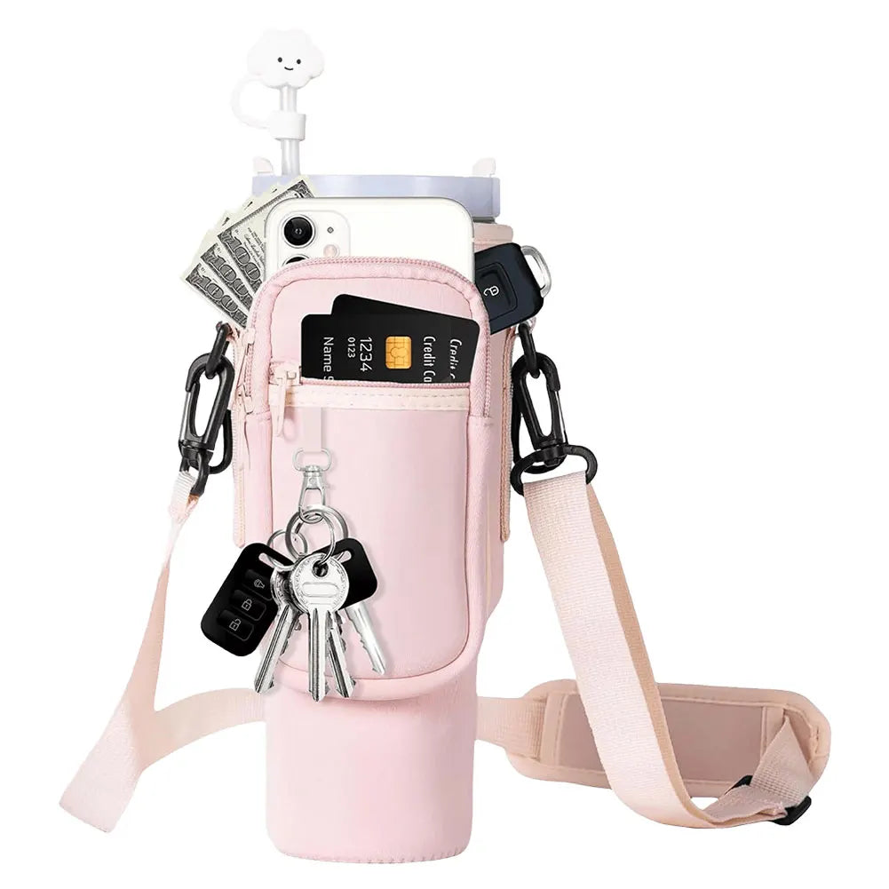 Water Bottle Case Cover Bag With Adjustable Shoulder Strap For Stanley Quencher Cup Sleeve Neoprene Bottle Holder Pouch