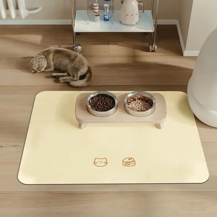 Tappetini  Pet Floor Mat Dog Feeding Food Mat Non-Skid Waterproof Oil Proof PU Leather Dog Food Bowl Mat With Non-slip Backing Dog Placemat