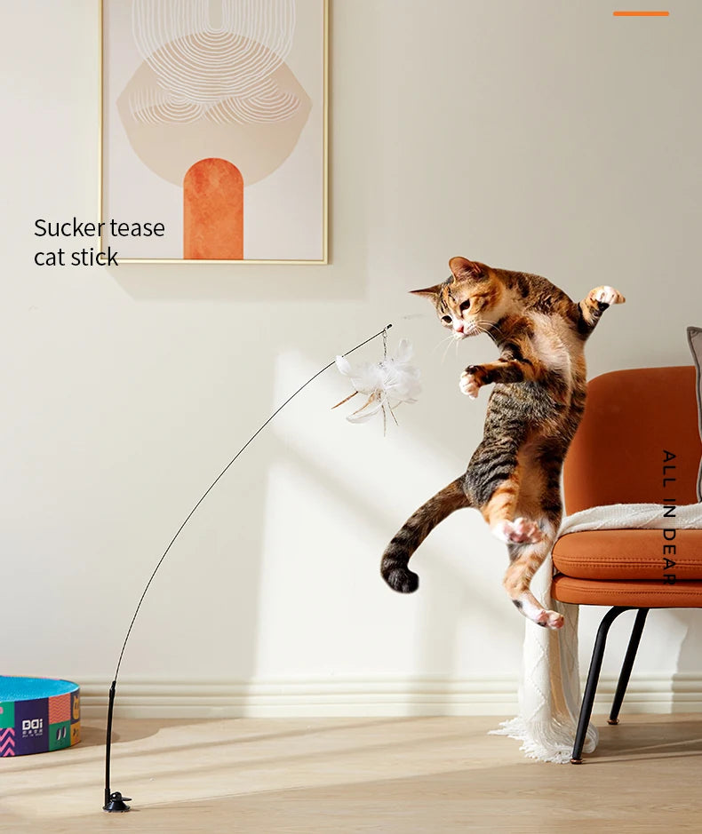 Simulation Bird Interactive Cat Toys Funny Feather Bird with Bell Cat Stick Toy for Kitten Playing Teaser Wand Toys Cat Supplies