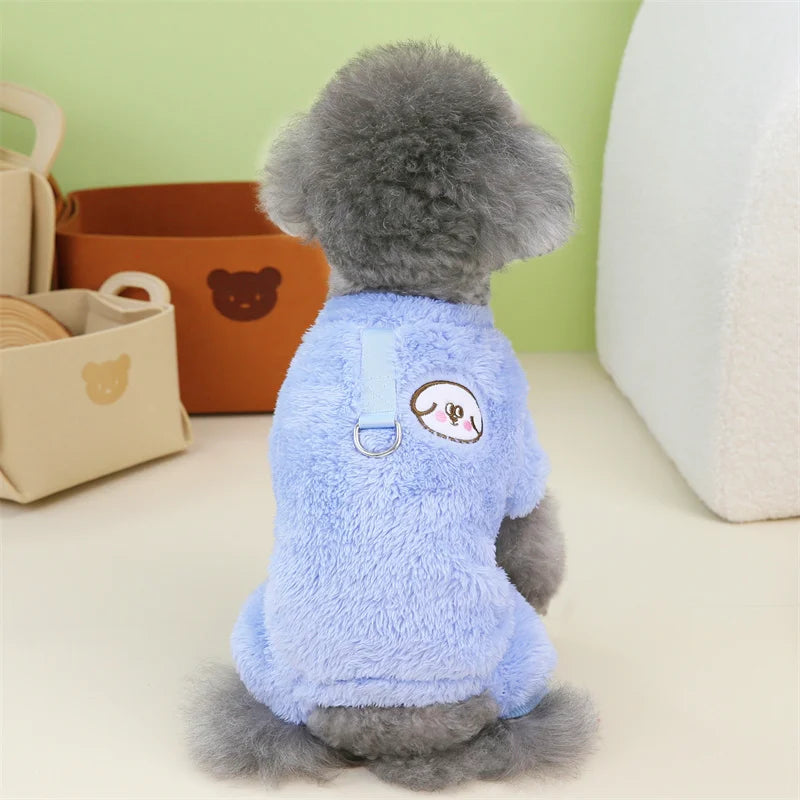 Winter Warm Fleece Pet Dog Jumpsuit for Small Medium Dogs Puppy Cat Pajamas Coat Chihuahua Clothes Pets Costume Yorkie Outfits