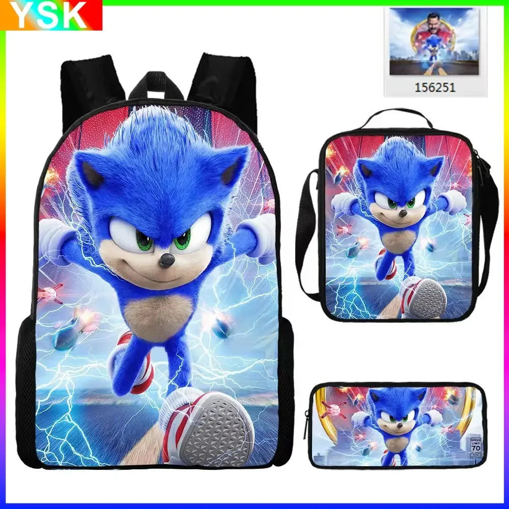 01-Set Zaino Sonic Cartoon Anime adatto per la scuola