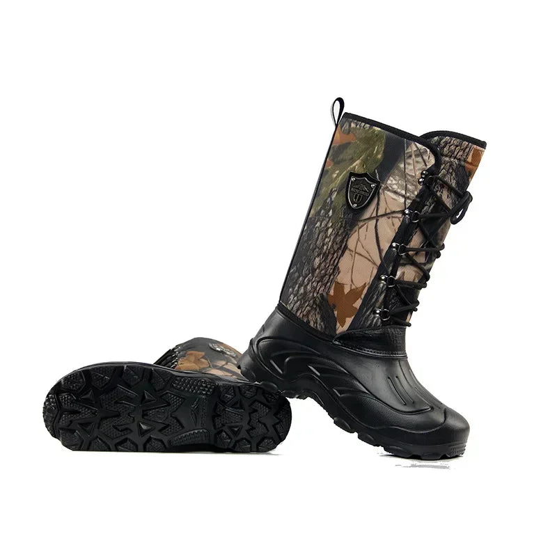 Stivali New Big Tree camouflage men's shoes, high top snow boots, waterproof fishing boots, winter plush boots