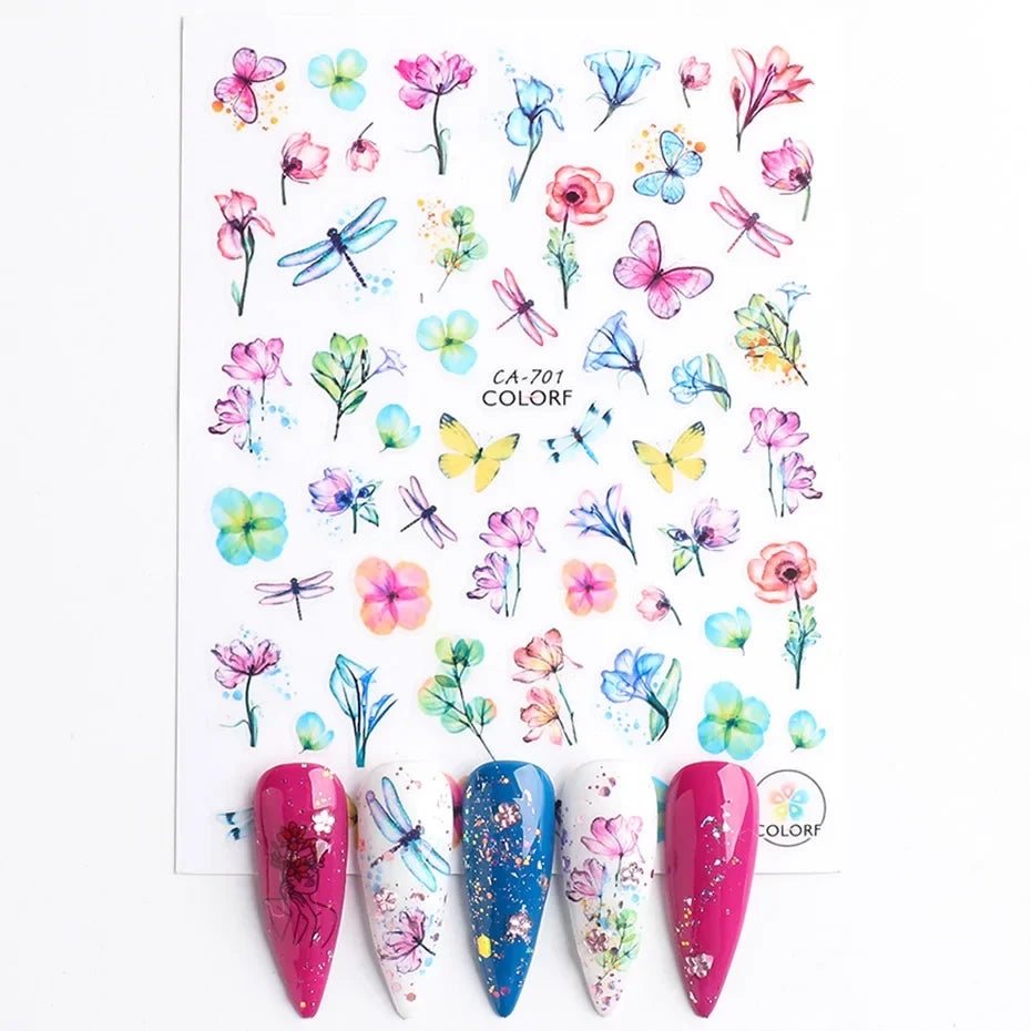 Winter Christmas Nail Sticker Snowflake Magpie Bird 3D Slider Leaf Halloween New Year Design Decoration Manicure 2023 Trend Foil