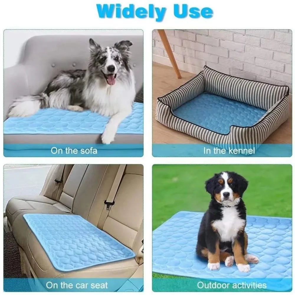 Pet Cooling Mat Dog Cat Ice Silk Pads Summer Pets Breathable Cooling Pad Washable Reusable Bite Resistance Pet Cat Sleeping Pad