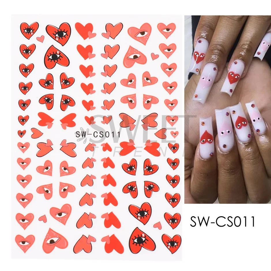 Winter Christmas Nail Sticker Snowflake Magpie Bird 3D Slider Leaf Halloween New Year Design Decoration Manicure 2023 Trend Foil
