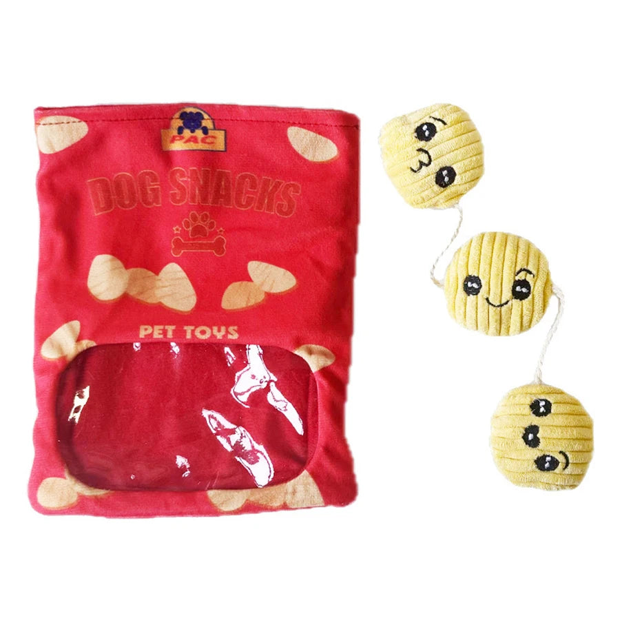 Pet Toys for Dogs Cats - Plush Squeaky Chew Teething Toys, Interactive Crinkle Noise Bite-Proof Puzzle Treat Hide Play Set