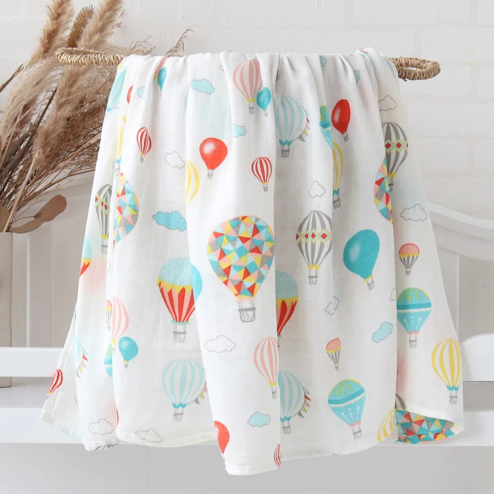 Teddy Bear Muslin Swaddle Baby Blanket Super Soft 70% Bamboo 30% Organic Cotton 2 Layers Infant Baby Swaddle Wrap Blanket
