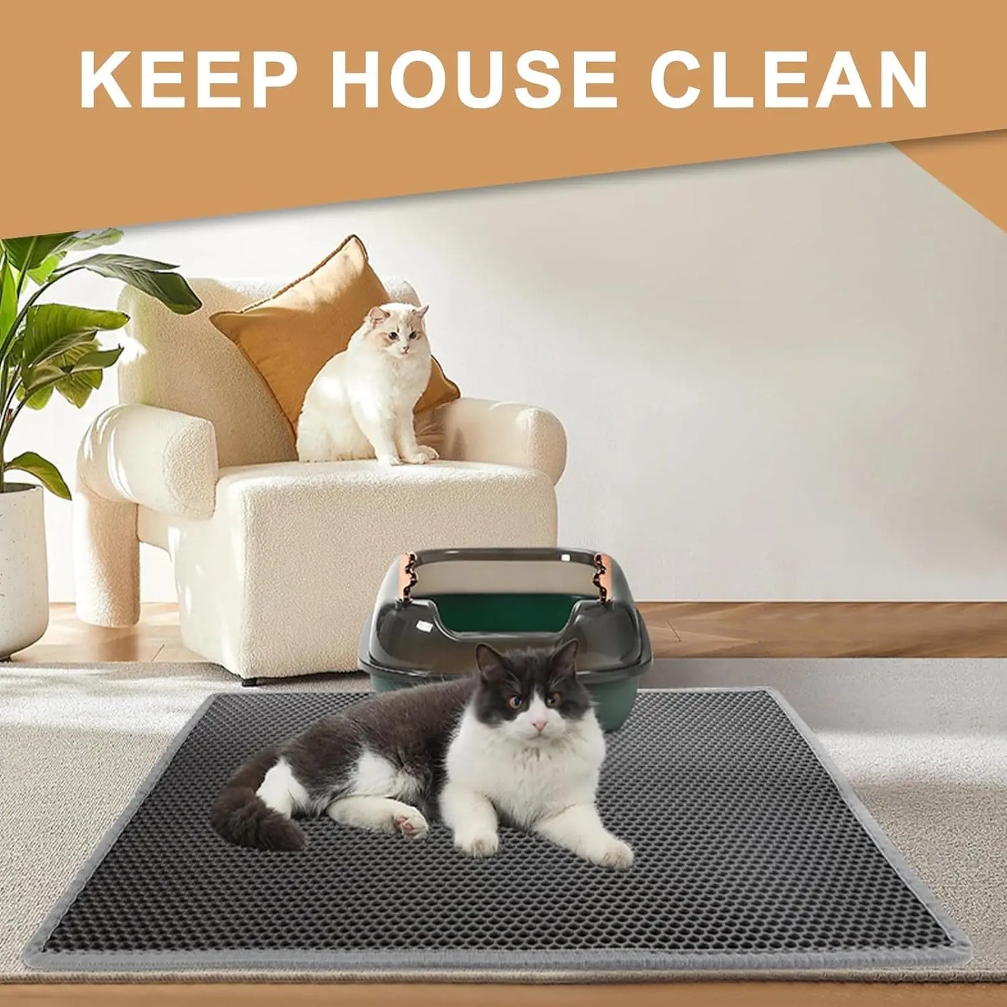 Tappetini Cat Litter Mat Double Layer Pet Non Slip Big Pet Litter Box Filter MatWear Resistant Waterproof Anti-slip Cat Litter Mat