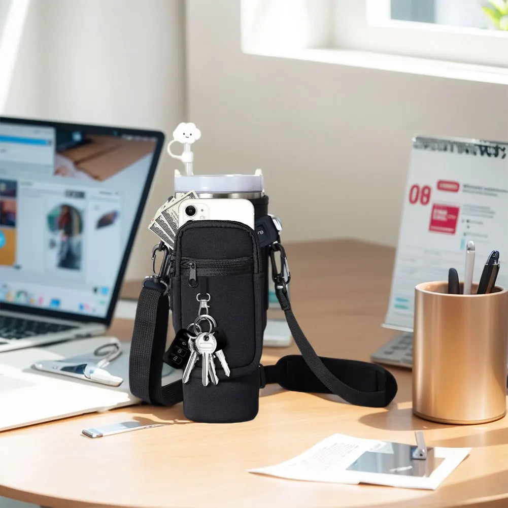 Water Bottle Case Cover Bag With Adjustable Shoulder Strap For Stanley Quencher Cup Sleeve Neoprene Bottle Holder Pouch