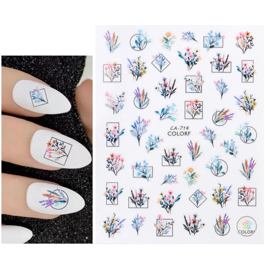 Winter Christmas Nail Sticker Snowflake Magpie Bird 3D Slider Leaf Halloween New Year Design Decoration Manicure 2023 Trend Foil