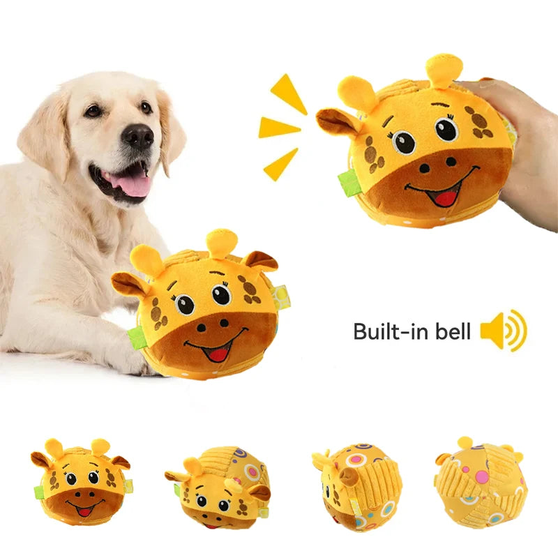 Plush Dog Voice Toys Balls Soft Fur Rattan Balls Moving Ringtones Fun and Interactive Pet Dog Toys Chewing Toys Animal Shape