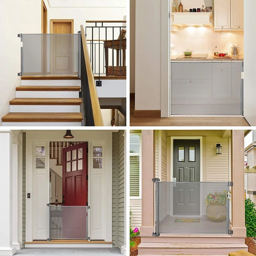 [UK Stock] Dog Fences Pet Dog Barrier Fences Stair Gates for Dogs, Retractable Stair Gate Portable Baby Safety Gate for Child