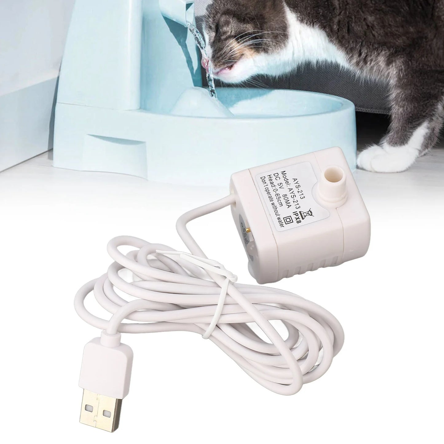 Pet Water Fountain Pump Prevent Dry Burning  Cat Fountain Pump Removable USB Powered  Brushless Motor for Replacement