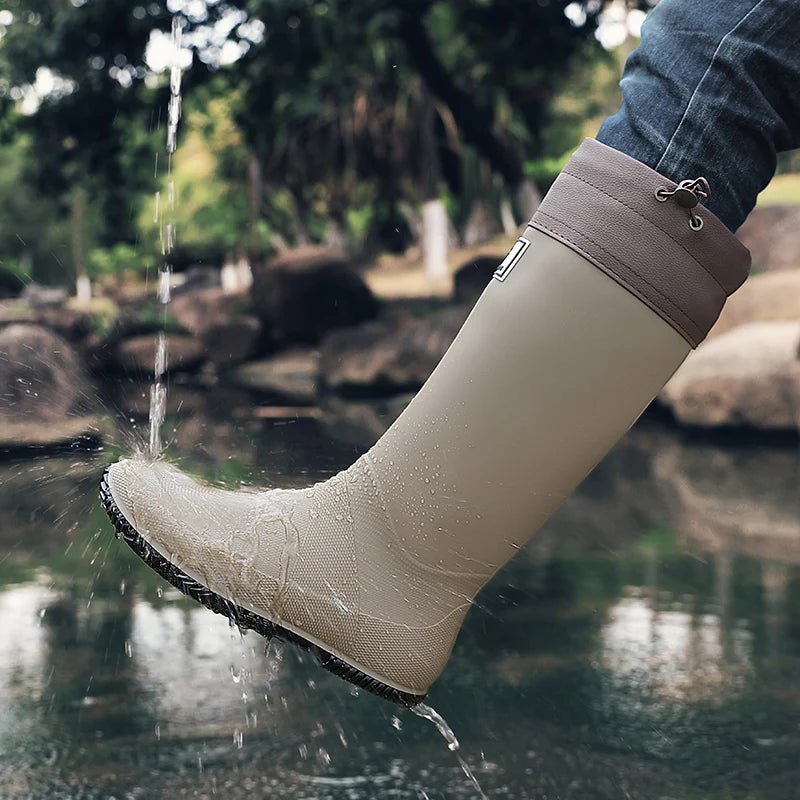 Stivali Rain Boots for Men, Fashionable High-Top Rain Boots for Outer Wear, Long-Tube Waterproof and Non-Slip Couple Style Outdoor Fishing Boots