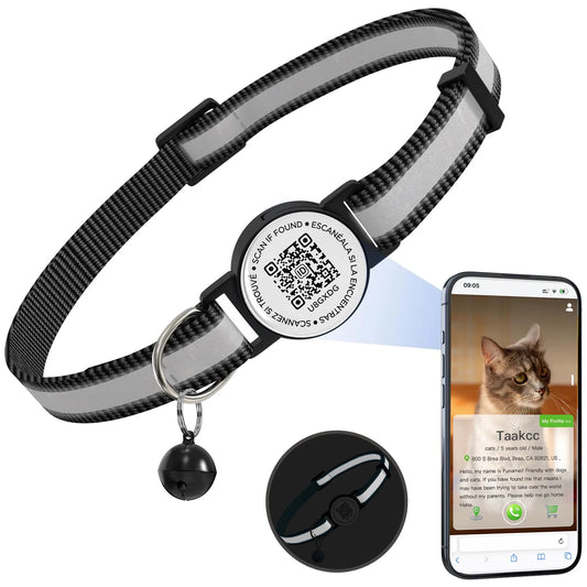 001-Collare per Gatti con QR Code e Fibbia di Sicurezza Breakaway