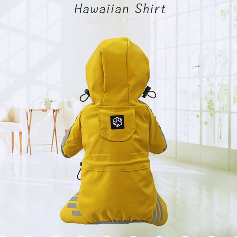 Waterproof Pet Clothes PU Dog Raincoat with Hood for Small Medium Dogs Cats Jacket Chihuahua Hoodie Poodle Pug Jumpsuit Outfits
