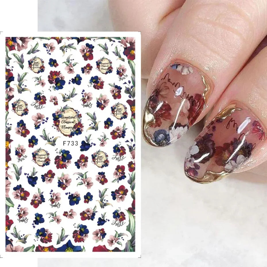 Winter Christmas Nail Sticker Snowflake Magpie Bird 3D Slider Leaf Halloween New Year Design Decoration Manicure 2023 Trend Foil