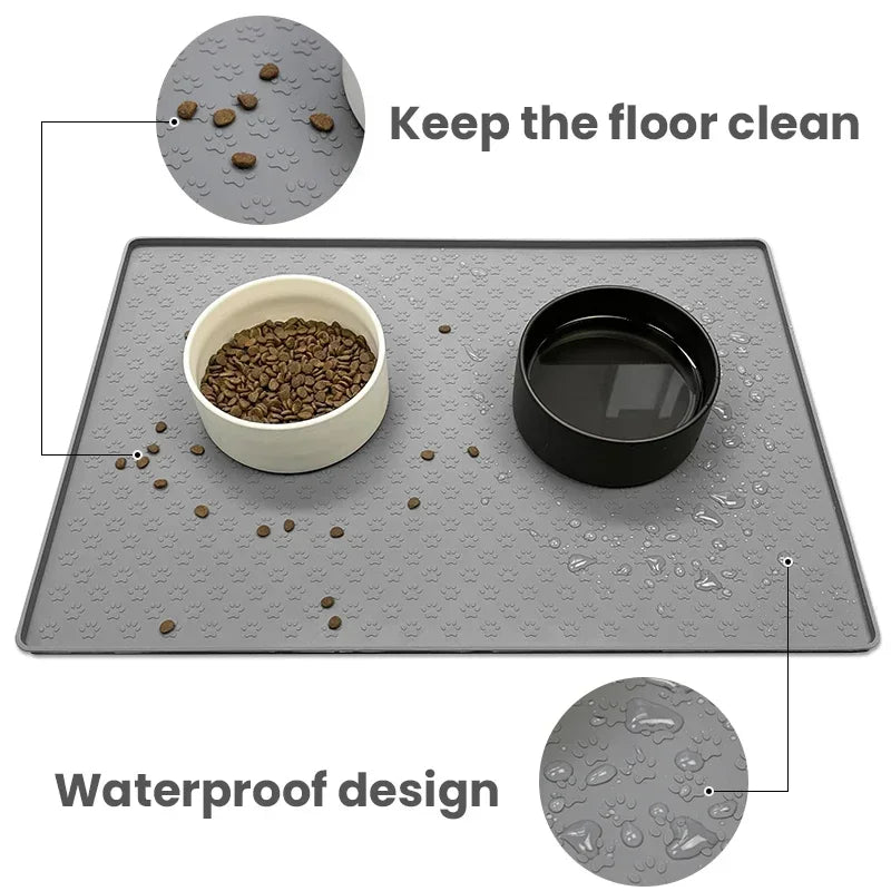 Tappetini Pet Cat Feed Mat Dog Food Place Mat Silicone Waterproof Pet Cat and Dog Drinking Water Feeding Place Mat Bowl Mat Feeder Mat