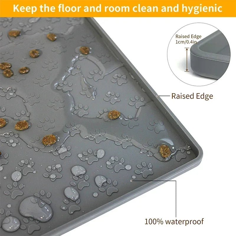 Tappetini Pet Cat Feed Mat Dog Food Place Mat Silicone Waterproof Pet Cat and Dog Drinking Water Feeding Place Mat Bowl Mat Feeder Mat