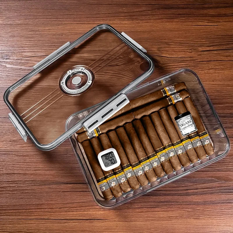 Portable Sealed Cigar Box Humidor Cedar WoooShelf Multifunction with Hygrometer PP MateriaCapacity 100 pcs