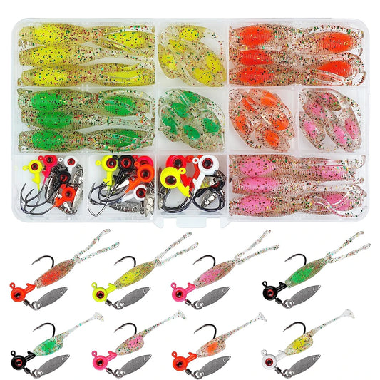 26-Kit Esche Morbide + Jig Heads esche artificiali.