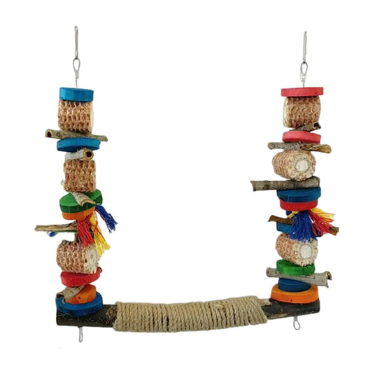 Posatoio Bird Swing Stand Bird Toy Bird Perch Colorful Cage Hanging Toys Parrot Toy Cage Swing Wooden Perch for Parakeet Finch