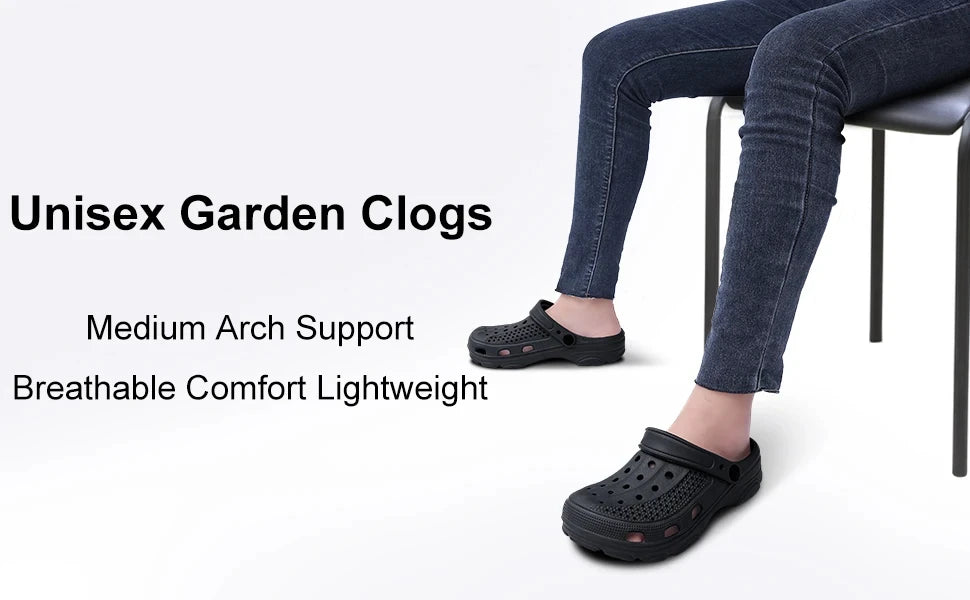 Shevalues Fashion Men Clogs Slippers Casual Hole Beach Sandals Outdoor Men Garden Shoes Summer Soft Sandals Home Bathroom Slides