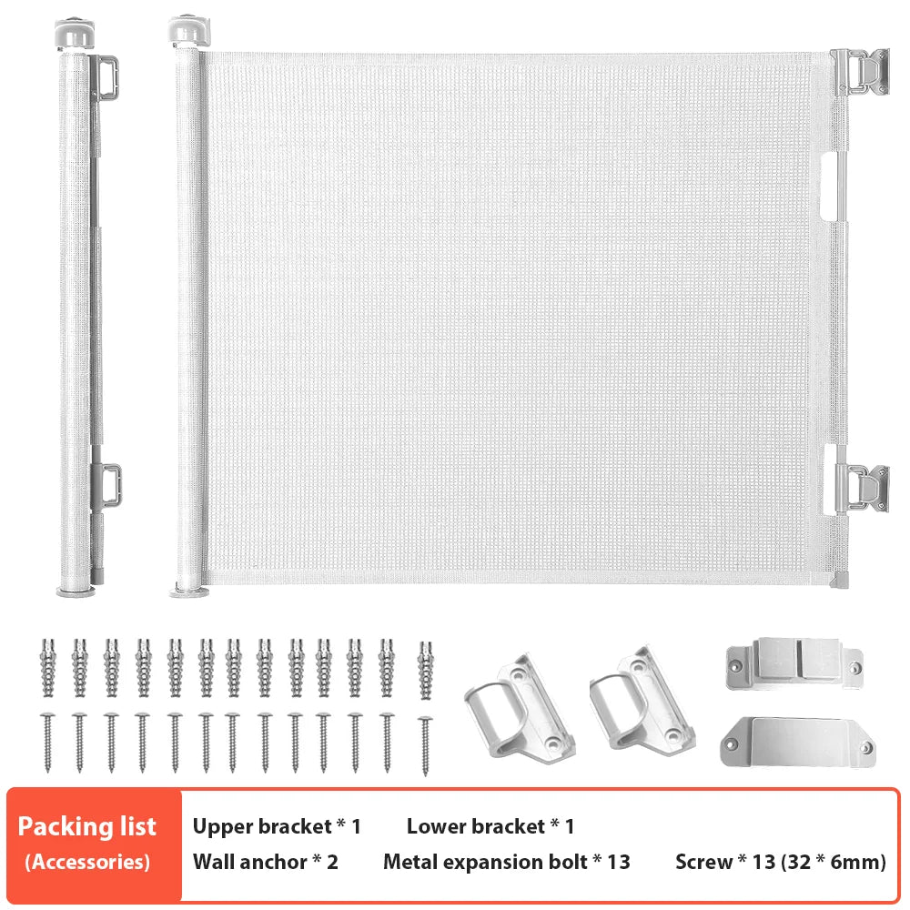 [UK Stock] Dog Fences Pet Dog Barrier Fences Stair Gates for Dogs, Retractable Stair Gate Portable Baby Safety Gate for Child